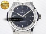 Hublot Classic Fusion Bang 42mm HBF 1:1 Best Edition Blue Dial Diamonds Bezel on Blue Leather Strap A2892 - Görsel 4
