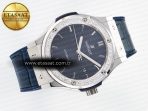 Hublot Classic Fusion Bang 42mm HBF 1:1 Best Edition Blue Dial Diamonds Bezel on Blue Leather Strap A2892 - Görsel 8
