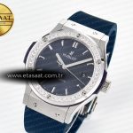 Hublot Classic Fusion Bang 42mm HBF 1:1 Best Edition Blue Dial Diamonds Bezel on Blue Rubber Strap A2892