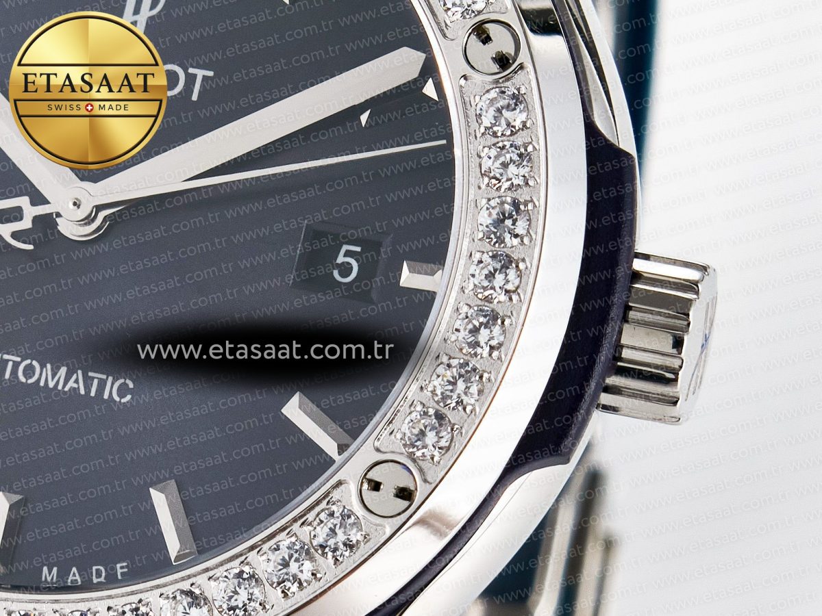 Hublot Classic Fusion Bang 42mm HBF 1:1 Best Edition Blue Dial Diamonds Bezel on Blue Rubber Strap A2892 - Görsel 11