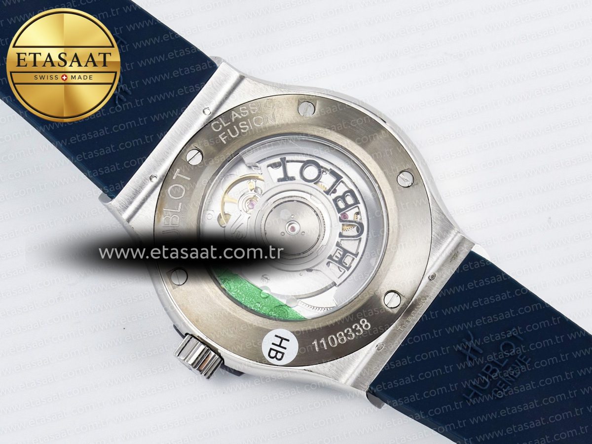 Hublot Classic Fusion Bang 42mm HBF 1:1 Best Edition Blue Dial Diamonds Bezel on Blue Rubber Strap A2892 - Görsel 17