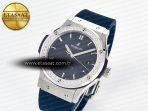 Hublot Classic Fusion Bang 42mm HBF 1:1 Best Edition Blue Dial Diamonds Bezel on Blue Rubber Strap A2892 - Görsel 2