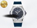 Hublot Classic Fusion Bang 42mm HBF 1:1 Best Edition Blue Dial Diamonds Bezel on Blue Rubber Strap A2892 - Görsel 3