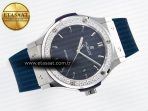 Hublot Classic Fusion Bang 42mm HBF 1:1 Best Edition Blue Dial Diamonds Bezel on Blue Rubber Strap A2892 - Görsel 8