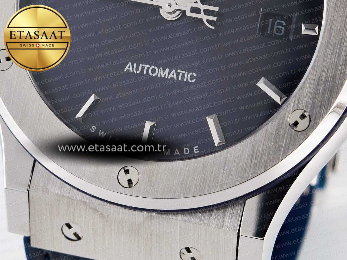 Hublot Classic Fusion Bang 42mm HBF 1:1 Best Edition Blue Dial on Blue Leather Strap A2892 - Görsel 12