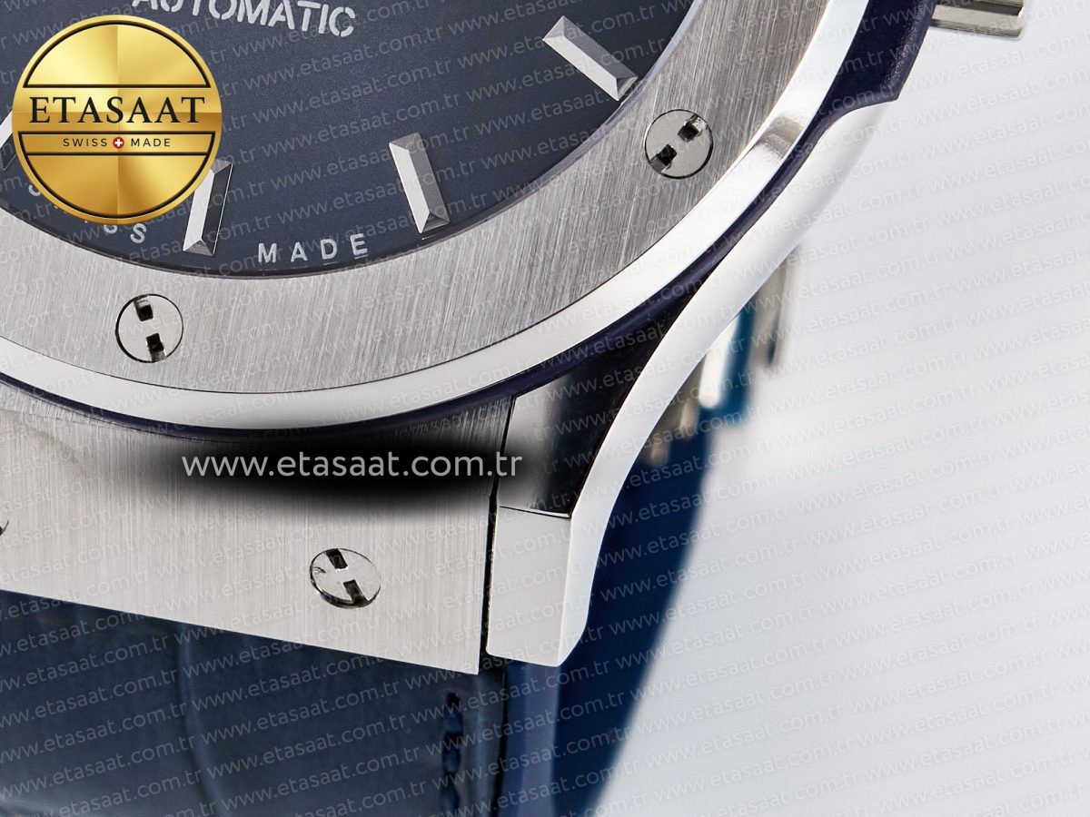 Hublot Classic Fusion Bang 42mm HBF 1:1 Best Edition Blue Dial on Blue Leather Strap A2892 - Görsel 13