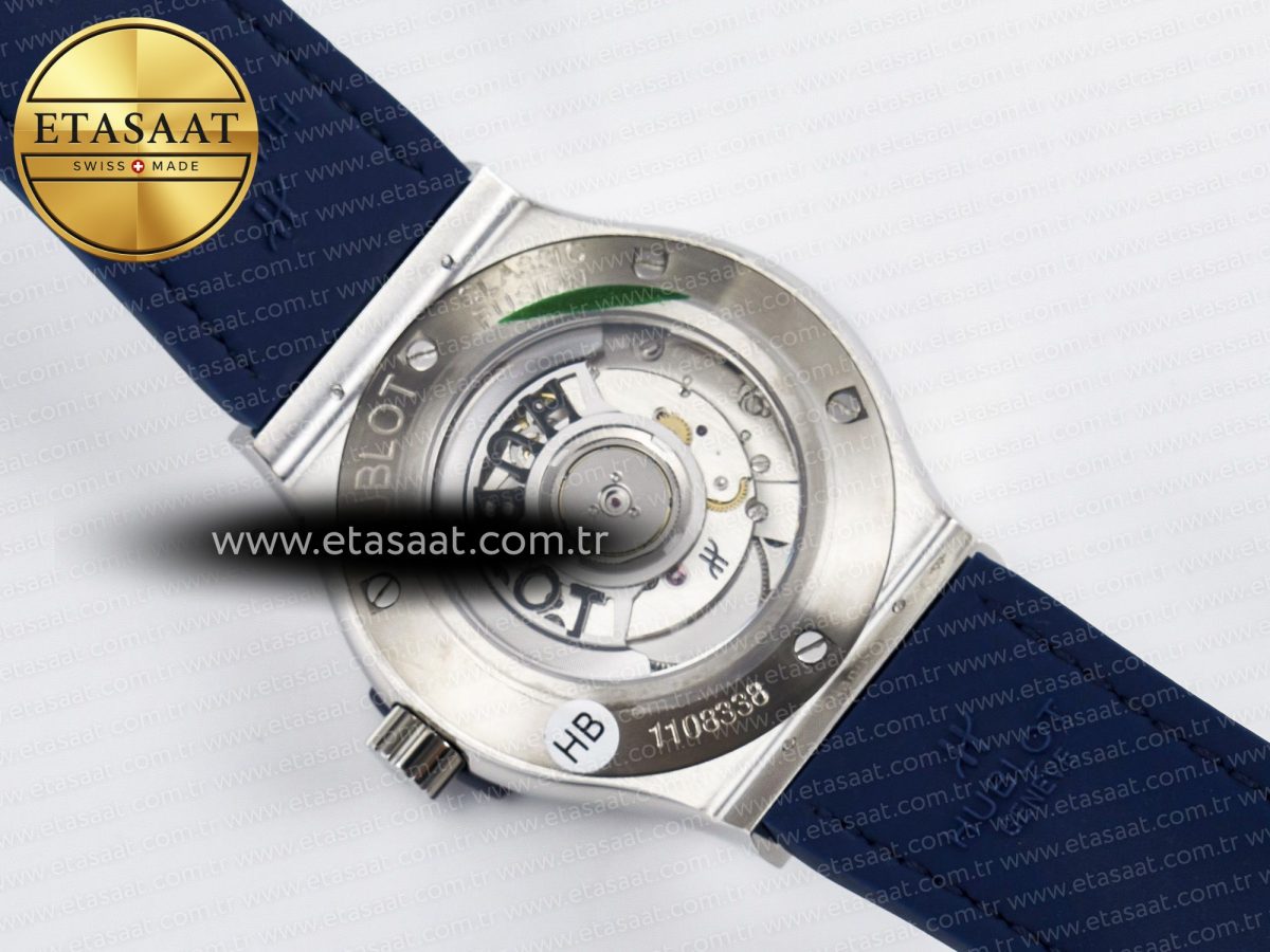 Hublot Classic Fusion Bang 42mm HBF 1:1 Best Edition Blue Dial on Blue Leather Strap A2892 - Görsel 17
