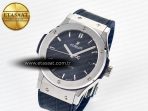 Hublot Classic Fusion Bang 42mm HBF 1:1 Best Edition Blue Dial on Blue Leather Strap A2892 - Görsel 2