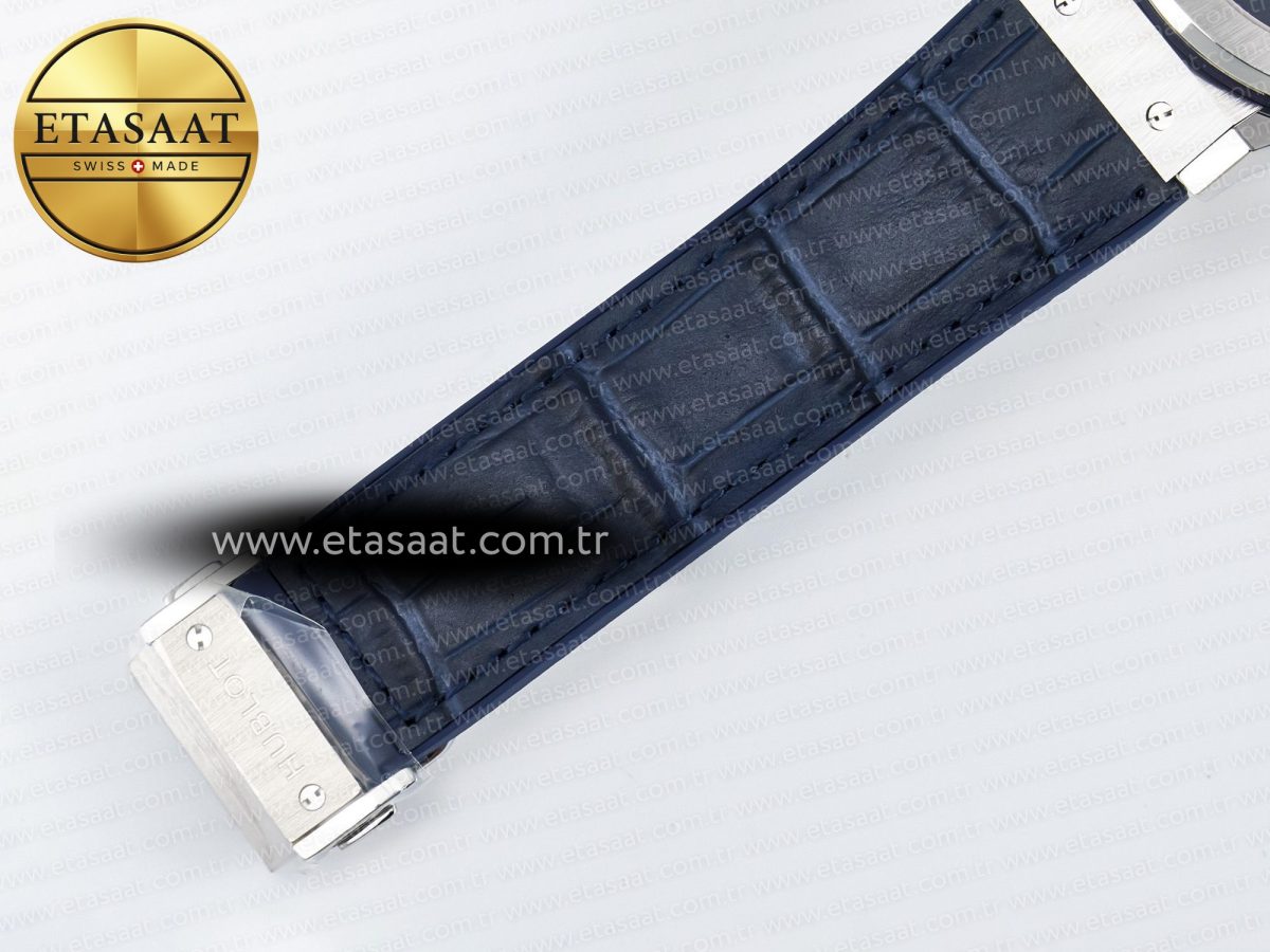 Hublot Classic Fusion Bang 42mm HBF 1:1 Best Edition Blue Dial on Blue Leather Strap A2892 - Görsel 22