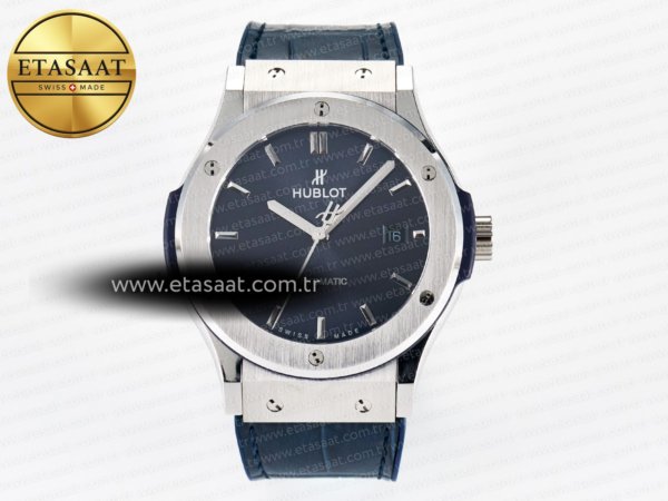Hublot Classic Fusion Bang 42mm HBF Mavi Kadran A2892 S2 Eta Saat - 1:1 Süper Klon Replika Saat