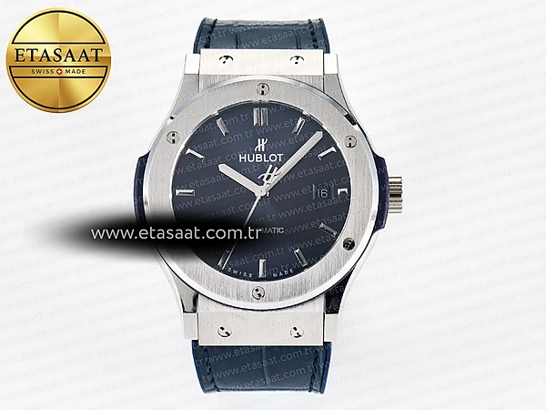 Hublot Classic Fusion Bang 42mm HBF Mavi Kadran A2892 S2 Eta Saat - 1:1 Süper Klon Replika Saat