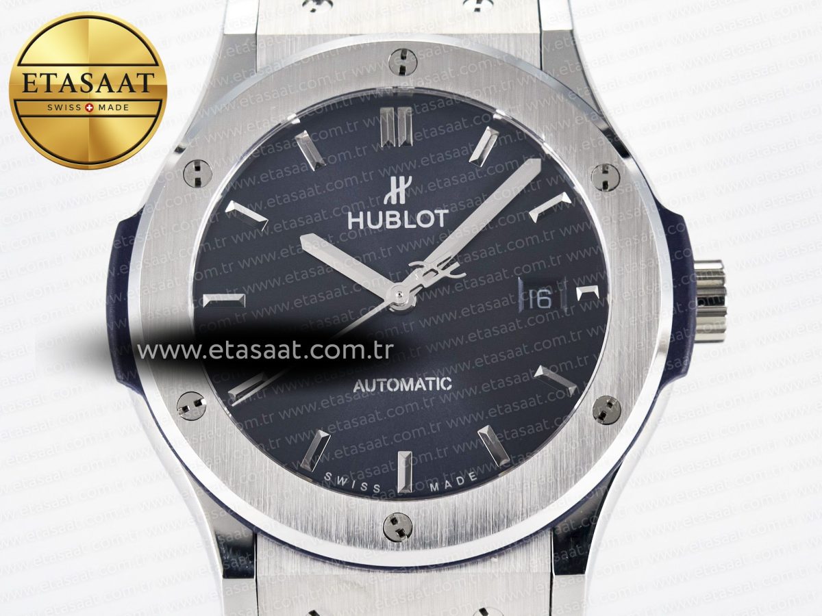 Hublot Classic Fusion Bang 42mm HBF 1:1 Best Edition Blue Dial on Blue Leather Strap A2892 - Görsel 4