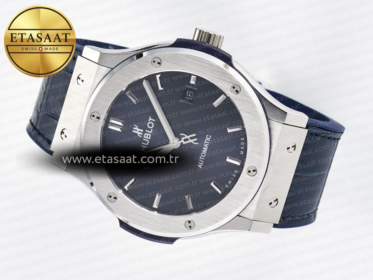 Hublot Classic Fusion Bang 42mm HBF 1:1 Best Edition Blue Dial on Blue Leather Strap A2892 - Görsel 9