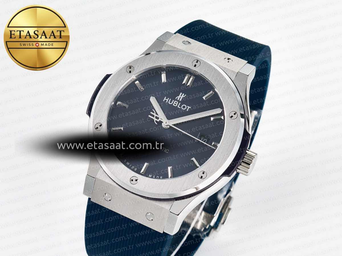 Hublot Classic Fusion Bang 42mm HBF 1:1 Best Edition Blue Dial on Blue Rubber Strap A2892 - Görsel 1