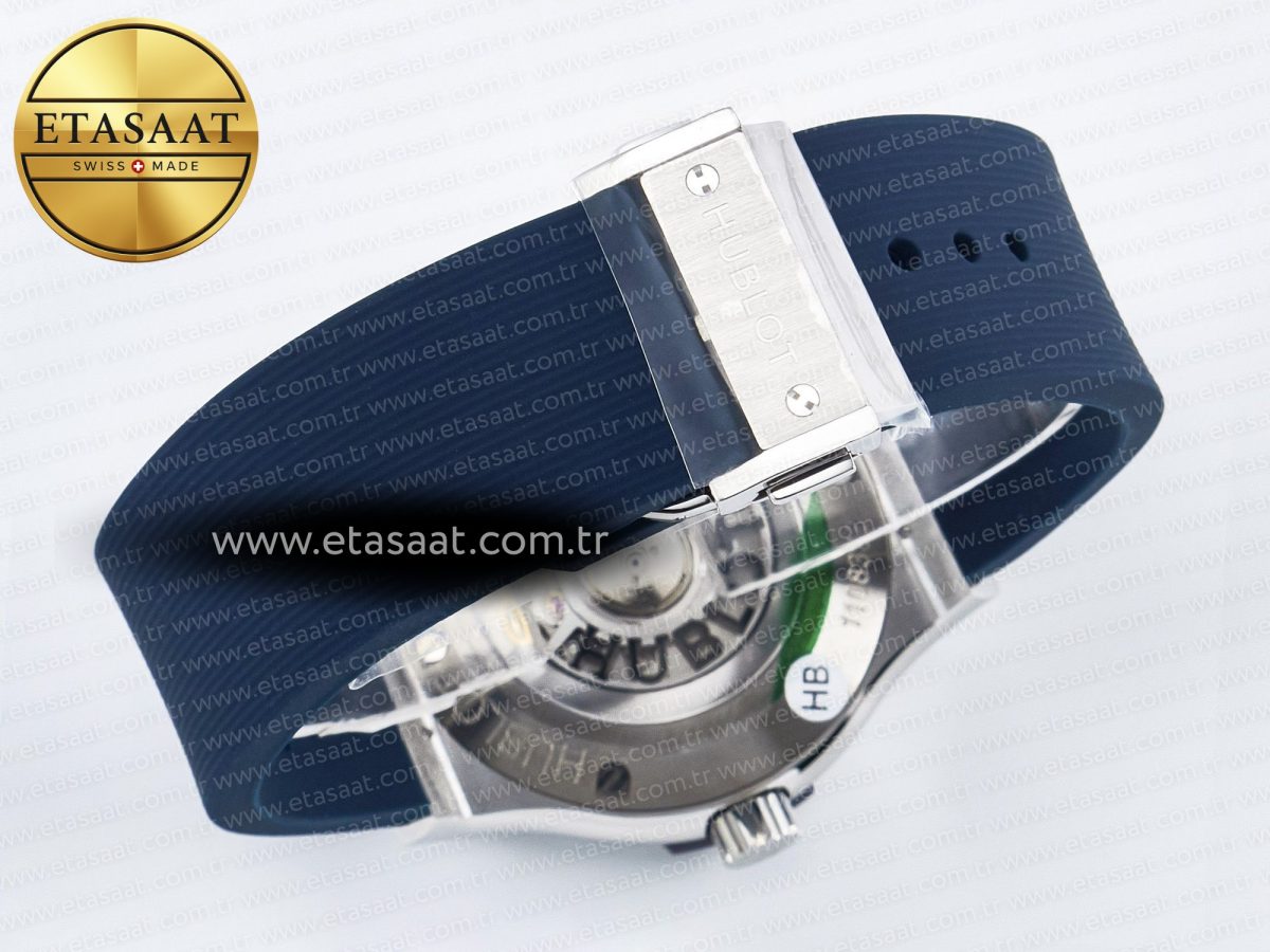 Hublot Classic Fusion Bang 42mm HBF 1:1 Best Edition Blue Dial on Blue Rubber Strap A2892 - Görsel 16