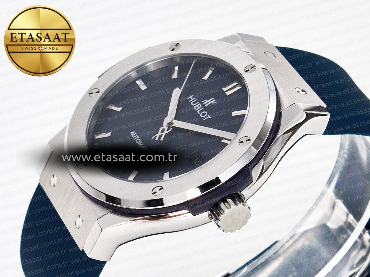 Hublot Classic Fusion Bang 42mm HBF 1:1 Best Edition Blue Dial on Blue Rubber Strap A2892 - Görsel 6
