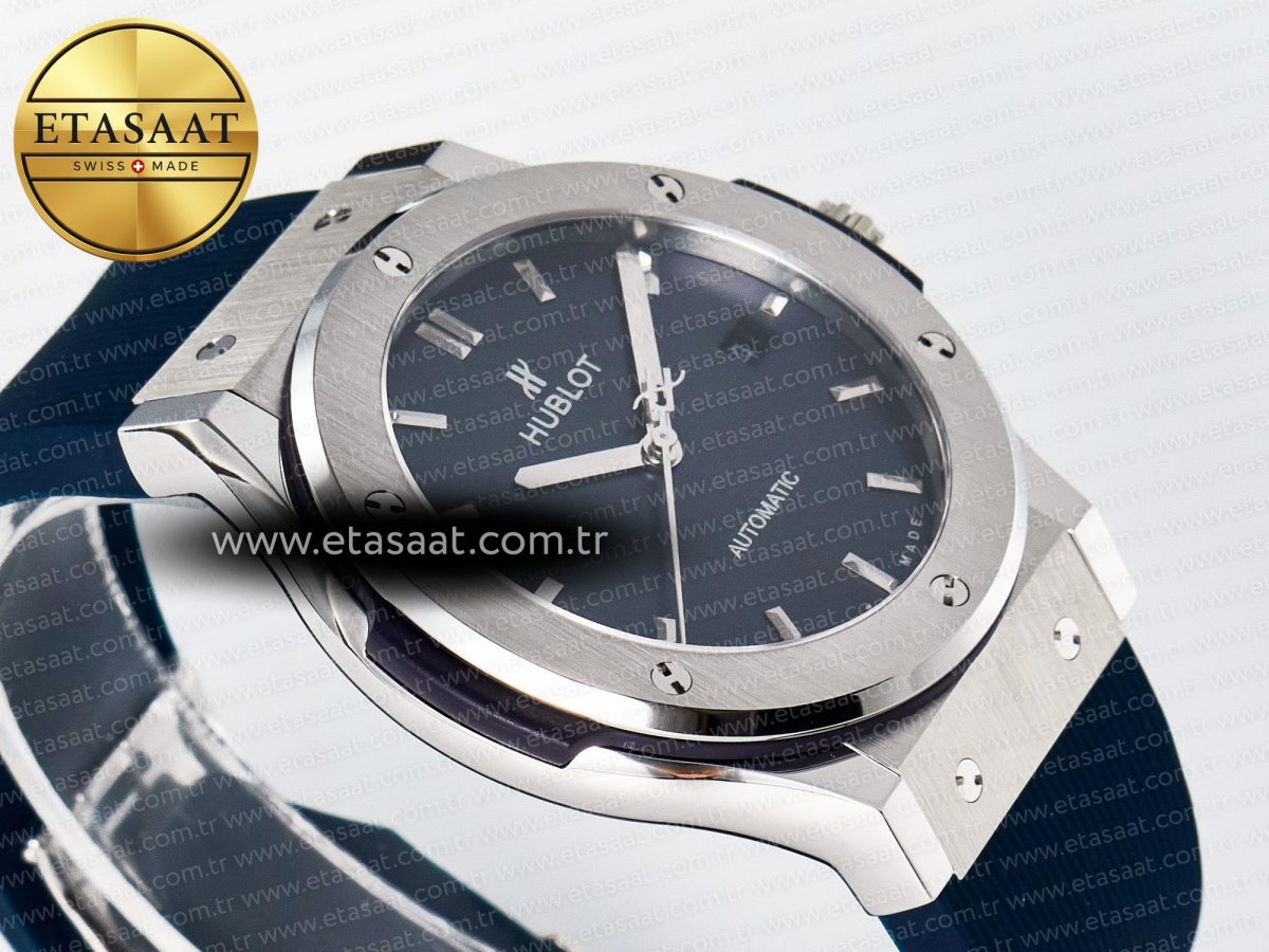Hublot Classic Fusion Bang 42mm HBF 1:1 Best Edition Blue Dial on Blue Rubber Strap A2892 - Görsel 7