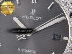 Hublot Classic Fusion Bang 42mm HBF 1:1 Best Edition Gray Dial Diamonds Bezel on Gray Leather Strap A2892 - Görsel 10