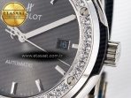 Hublot Classic Fusion Bang 42mm HBF 1:1 Best Edition Gray Dial Diamonds Bezel on Gray Leather Strap A2892 - Görsel 11