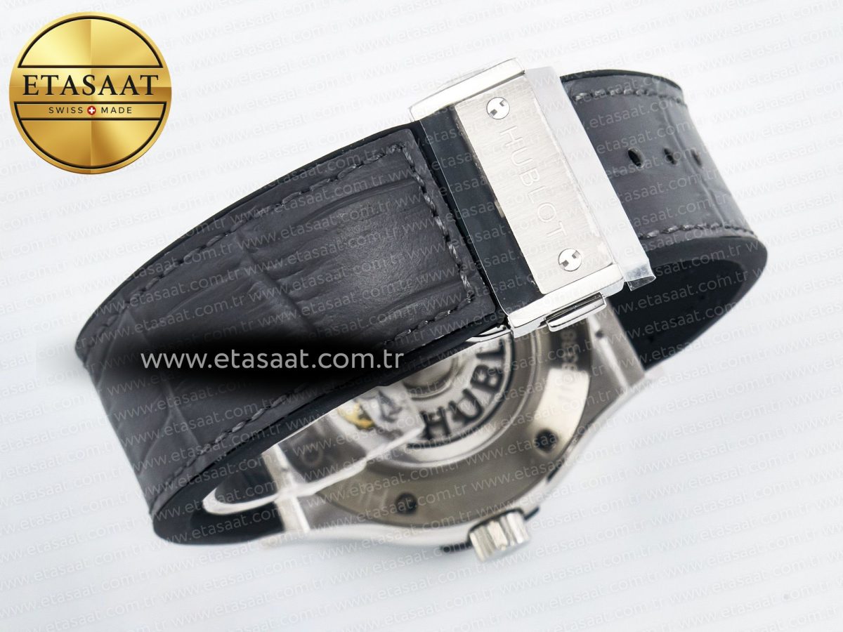 Hublot Classic Fusion Bang 42mm HBF 1:1 Best Edition Gray Dial Diamonds Bezel on Gray Leather Strap A2892 - Görsel 16