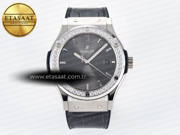 Hublot Classic Fusion Bang 42mm HBF Gri Kadran A2892 Eta Saat - 1:1 Süper Klon Replika Saat