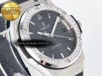Hublot Classic Fusion Bang 42mm HBF 1:1 Best Edition Gray Dial Diamonds Bezel on Gray Leather Strap A2892 - Görsel 5