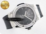 Hublot Classic Fusion Bang 42mm HBF 1:1 Best Edition Gray Dial Diamonds Bezel on Gray Leather Strap A2892 - Görsel 8