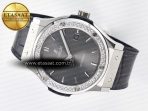 Hublot Classic Fusion Bang 42mm HBF 1:1 Best Edition Gray Dial Diamonds Bezel on Gray Leather Strap A2892 - Görsel 9