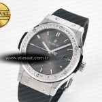 Hublot Classic Fusion Bang 42mm HBF 1:1 Best Edition Gray Dial Diamonds Bezel on Gray Rubber Strap A2892