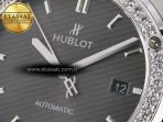 Hublot Classic Fusion Bang 42mm HBF 1:1 Best Edition Gray Dial Diamonds Bezel on Gray Rubber Strap A2892 - Görsel 10