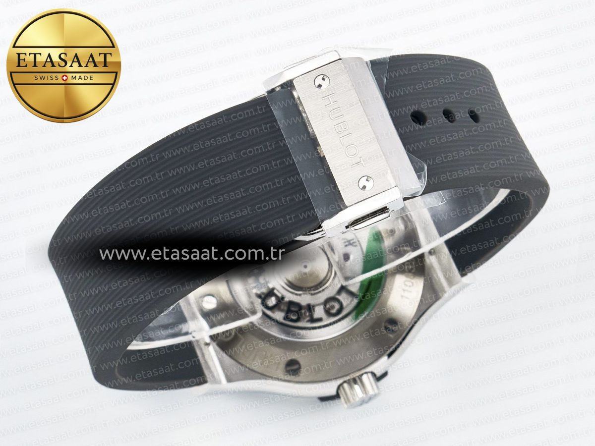 Hublot Classic Fusion Bang 42mm HBF 1:1 Best Edition Gray Dial Diamonds Bezel on Gray Rubber Strap A2892 - Görsel 16