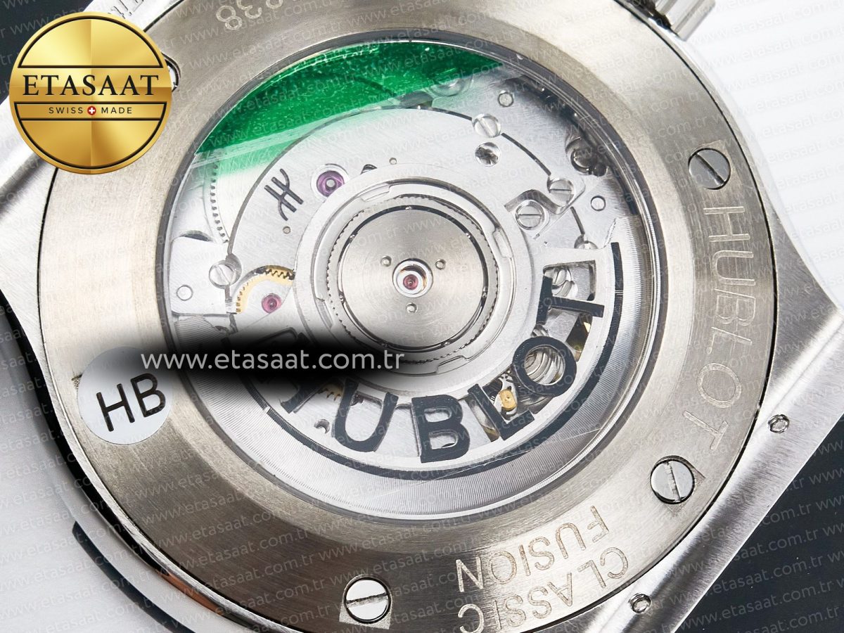 Hublot Classic Fusion Bang 42mm HBF 1:1 Best Edition Gray Dial Diamonds Bezel on Gray Rubber Strap A2892 - Görsel 18