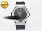 Hublot Classic Fusion Bang 42mm HBF 1:1 Best Edition Gray Dial Diamonds Bezel on Gray Rubber Strap A2892 - Görsel 3
