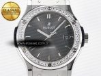 Hublot Classic Fusion Bang 42mm HBF 1:1 Best Edition Gray Dial Diamonds Bezel on Gray Rubber Strap A2892 - Görsel 4