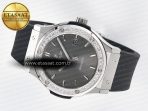 Hublot Classic Fusion Bang 42mm HBF 1:1 Best Edition Gray Dial Diamonds Bezel on Gray Rubber Strap A2892 - Görsel 9