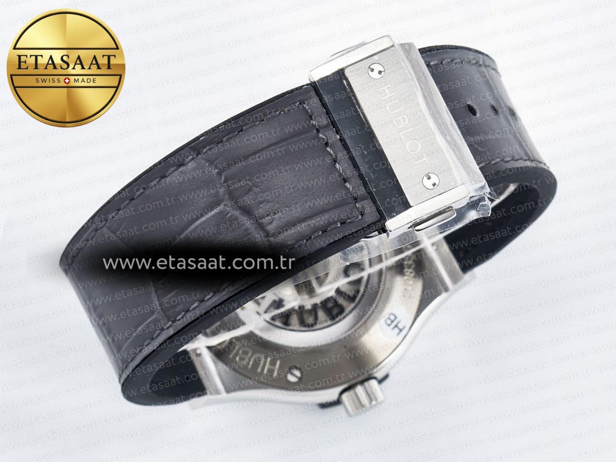 Hublot Classic Fusion Bang 42mm HBF 1:1 Best Edition Gray Dial on Gray Leather Strap A2892 - Görsel 16