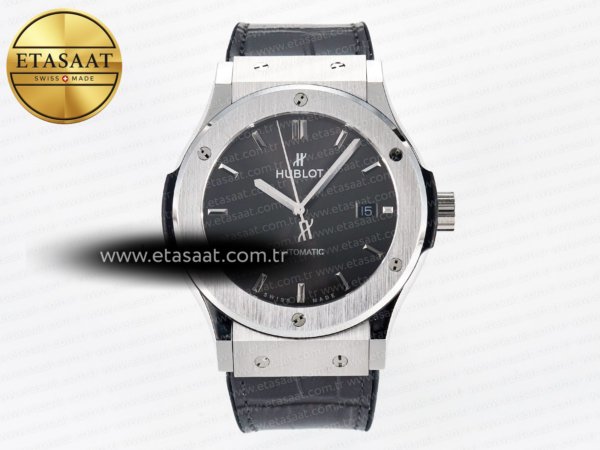 Hublot Classic Fusion Bang 42mm HBF Gri Kadran A2892 S2 Eta Saat - 1:1 Süper Klon Replika Saat