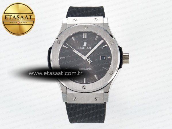 Hublot Classic Fusion Bang Gri Kadran Kauçuk A2892 Eta Saat - 1:1 Süper Klon Replika Saat