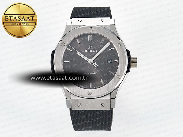 Hublot Classic Fusion Bang Gri Kadran Kauçuk A2892 Eta Saat - 1:1 Süper Klon Replika Saat