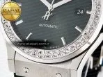 Hublot Classic Fusion Bang 42mm HBF 1:1 Best Edition Green Dial Diamonds Bezel on Green Leather Strap A2892 - Görsel 12