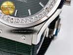 Hublot Classic Fusion Bang 42mm HBF 1:1 Best Edition Green Dial Diamonds Bezel on Green Leather Strap A2892 - Görsel 13