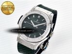 Hublot Classic Fusion Bang 42mm HBF 1:1 Best Edition Green Dial Diamonds Bezel on Green Leather Strap A2892 - Görsel 2