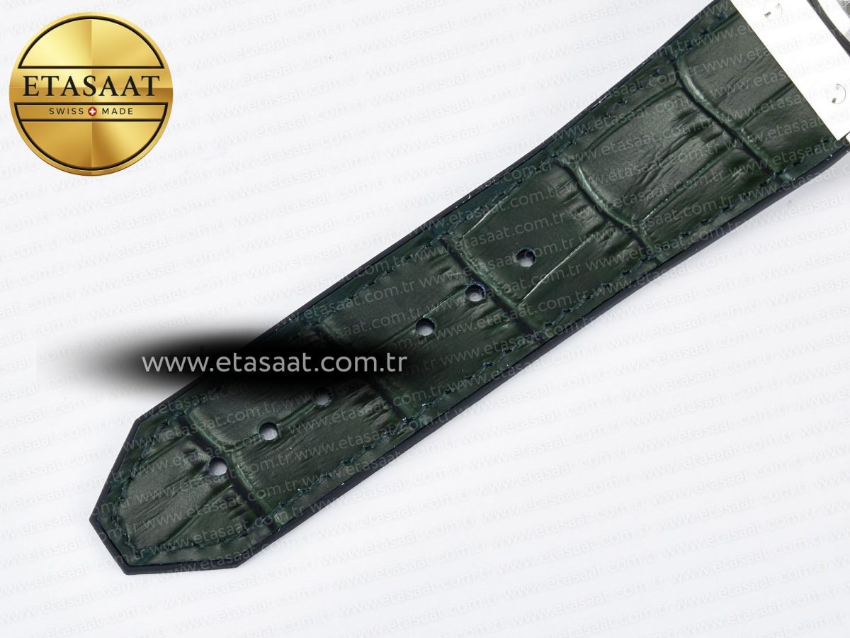 Hublot Classic Fusion Bang 42mm HBF 1:1 Best Edition Green Dial Diamonds Bezel on Green Leather Strap A2892 - Görsel 21