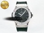 Hublot Classic Fusion Bang 42mm HBF 1:1 Best Edition Green Dial Diamonds Bezel on Green Leather Strap A2892 - Görsel 3