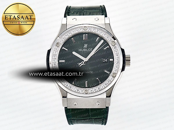 Hublot Classic Fusion Bang 42mm HBF Yeşil Kadran A2892 Eta Saat - 1:1 Süper Klon Replika Saat