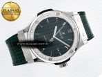 Hublot Classic Fusion Bang 42mm HBF 1:1 Best Edition Green Dial Diamonds Bezel on Green Leather Strap A2892 - Görsel 8