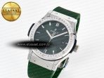 Hublot Classic Fusion Bang 42mm HBF 1:1 Best Edition Green Dial Diamonds Bezel on Green Rubber Strap A2892