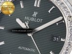 Hublot Classic Fusion Bang 42mm HBF 1:1 Best Edition Green Dial Diamonds Bezel on Green Rubber Strap A2892 - Görsel 10