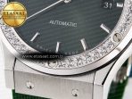 Hublot Classic Fusion Bang 42mm HBF 1:1 Best Edition Green Dial Diamonds Bezel on Green Rubber Strap A2892 - Görsel 12