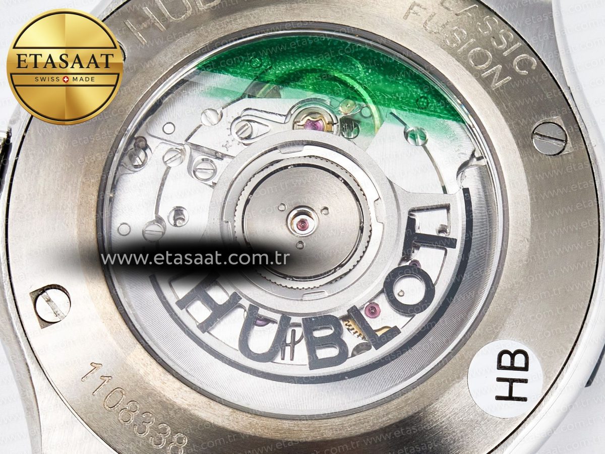 Hublot Classic Fusion Bang 42mm HBF 1:1 Best Edition Green Dial Diamonds Bezel on Green Rubber Strap A2892 - Görsel 18